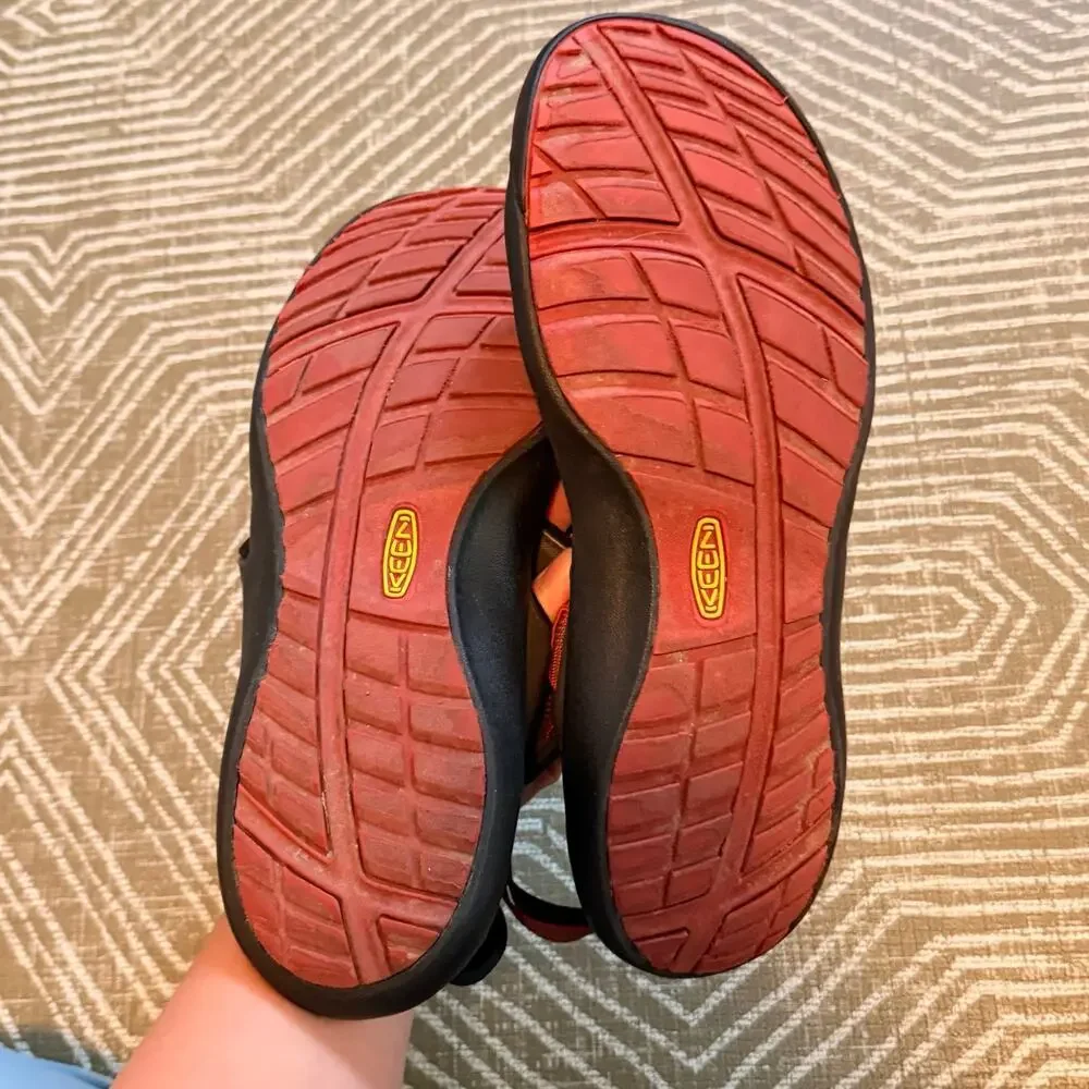 KEEN Men’s Sport Hiking Sandals Size 12 Black Red Water River Trail Outdoor